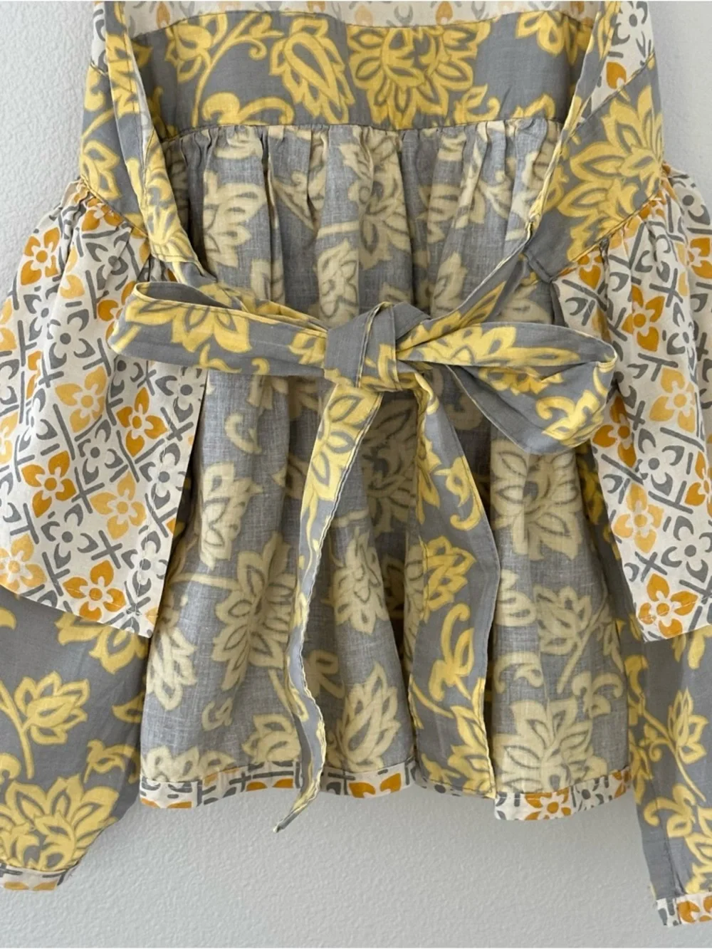 100% Cotton Yellow Grey Floral Kitchen Apron One Size Melissa Anne Designs Boho